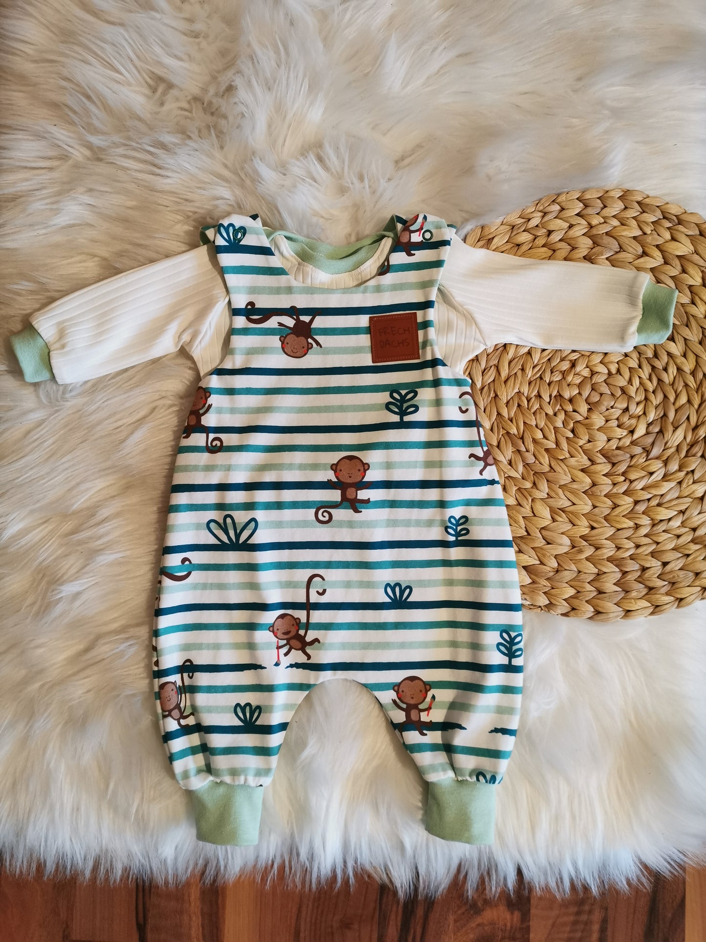 Set Strampler & Shirt, Affen mit Streifen Gr. 62 (2-3 Monate)