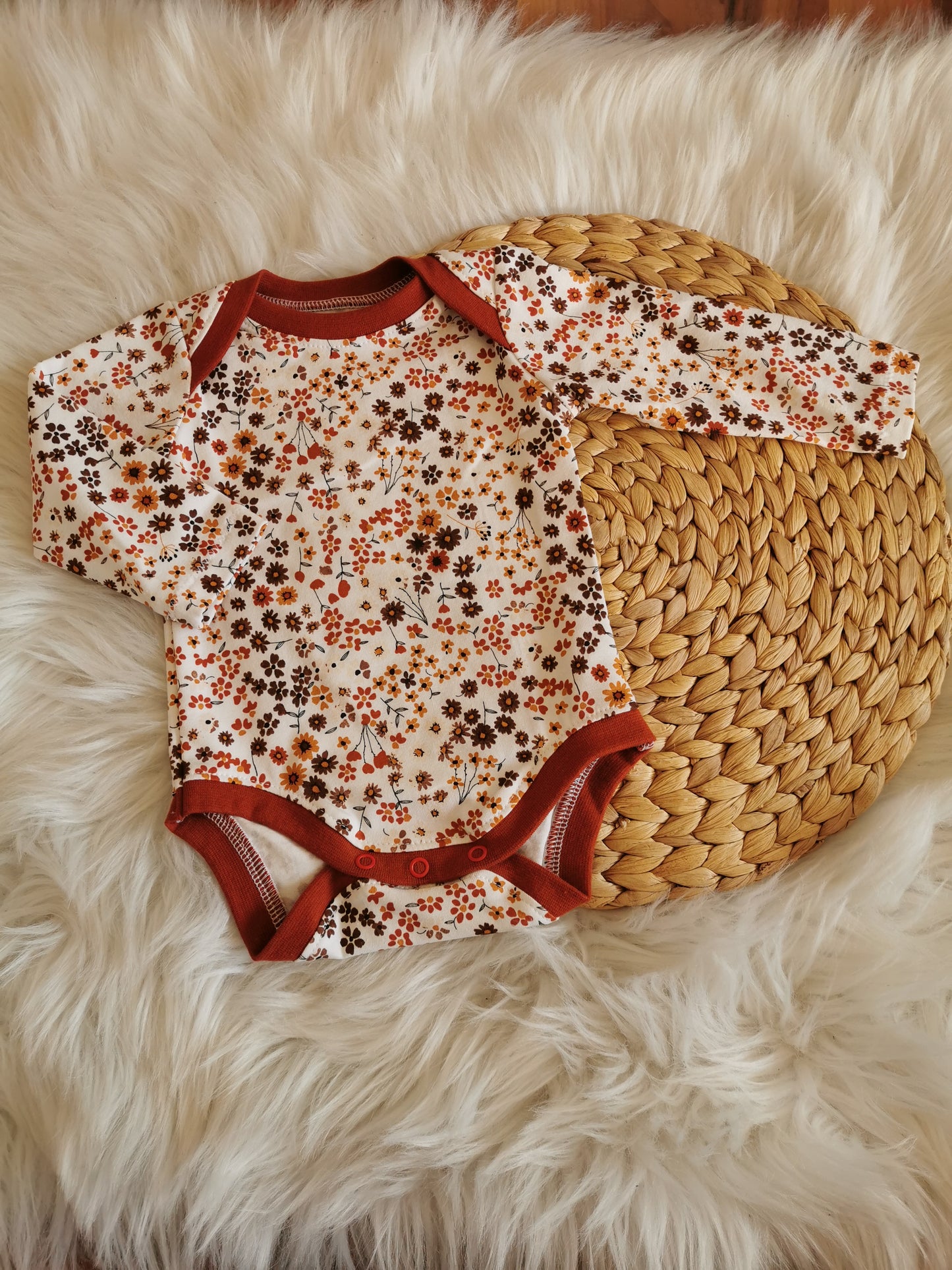 Set Babybody & Bummie Blumen rost Gr. 68 (4-6 Monate)