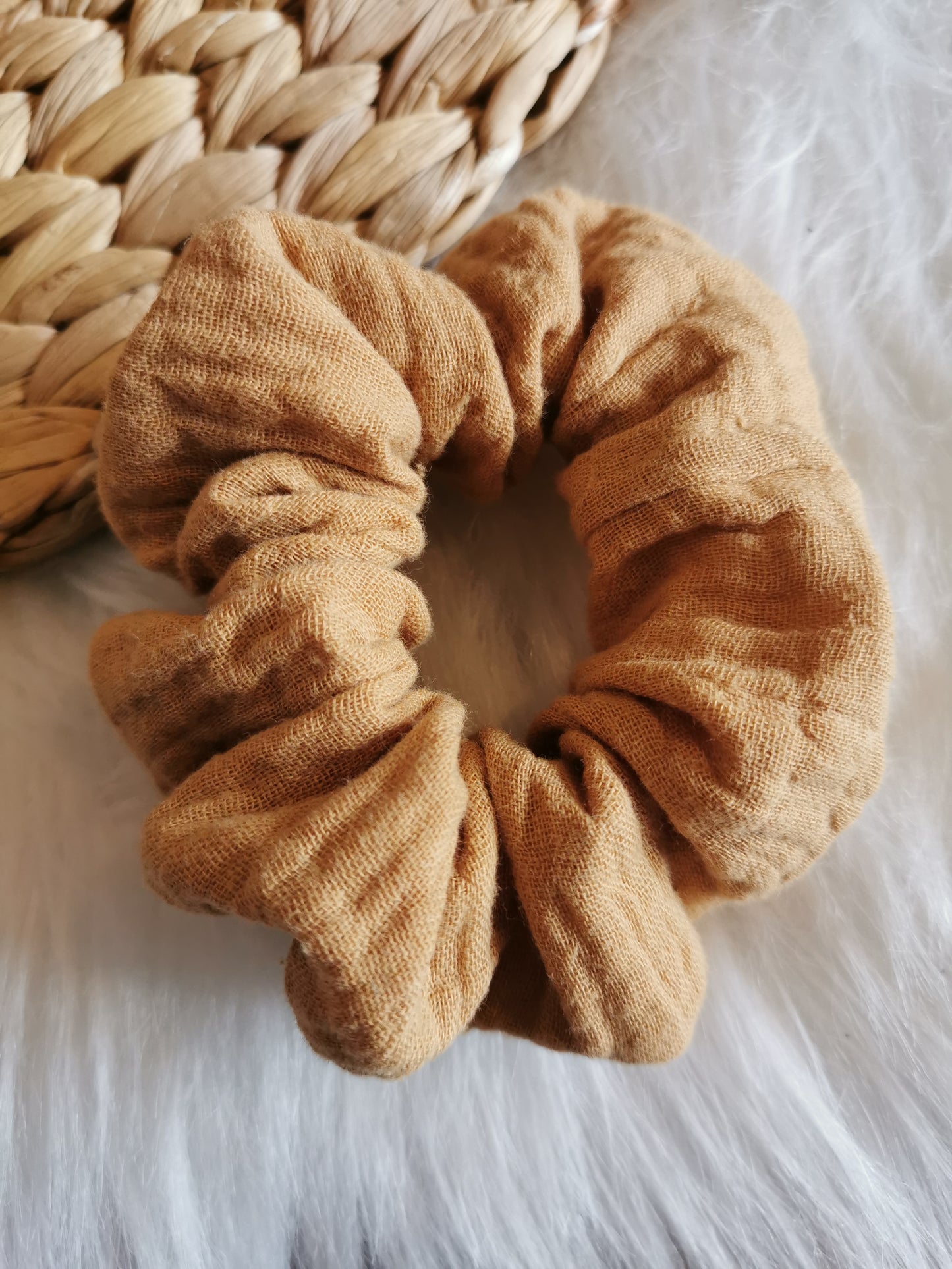 Haargummi Musselin ockergelb