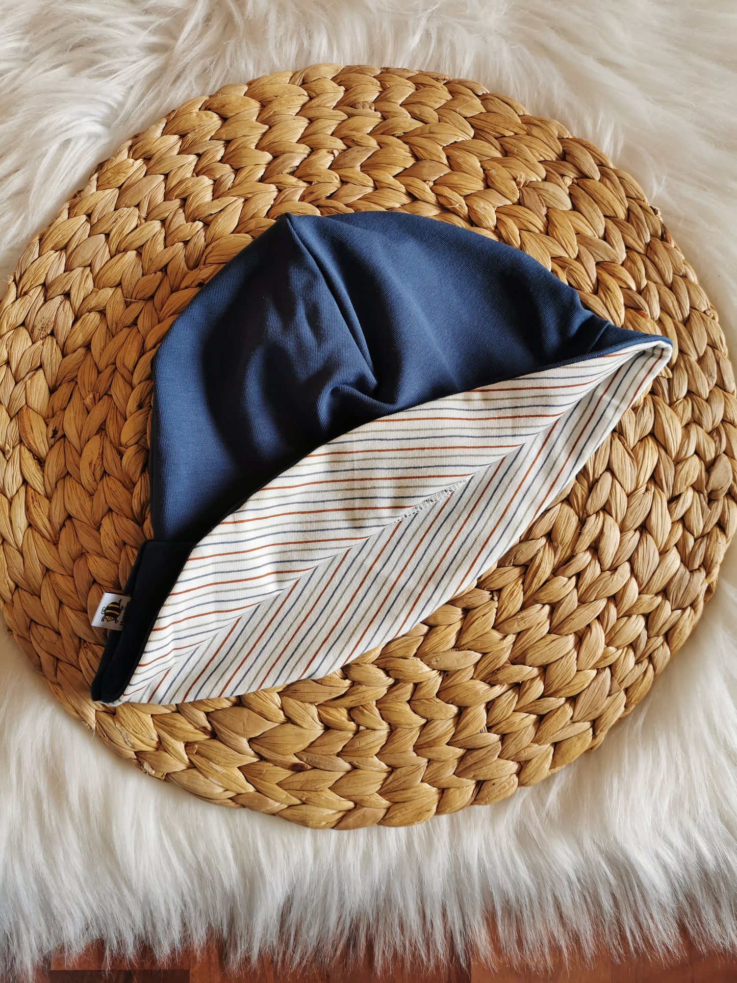 Sonnenhut jeansblau Streifen Gr. M (KU 42-45cm)