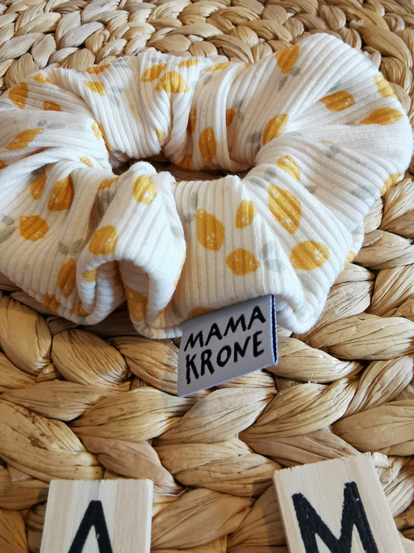 Haargummi "Mama-Krone" Rippjersey Zitronen
