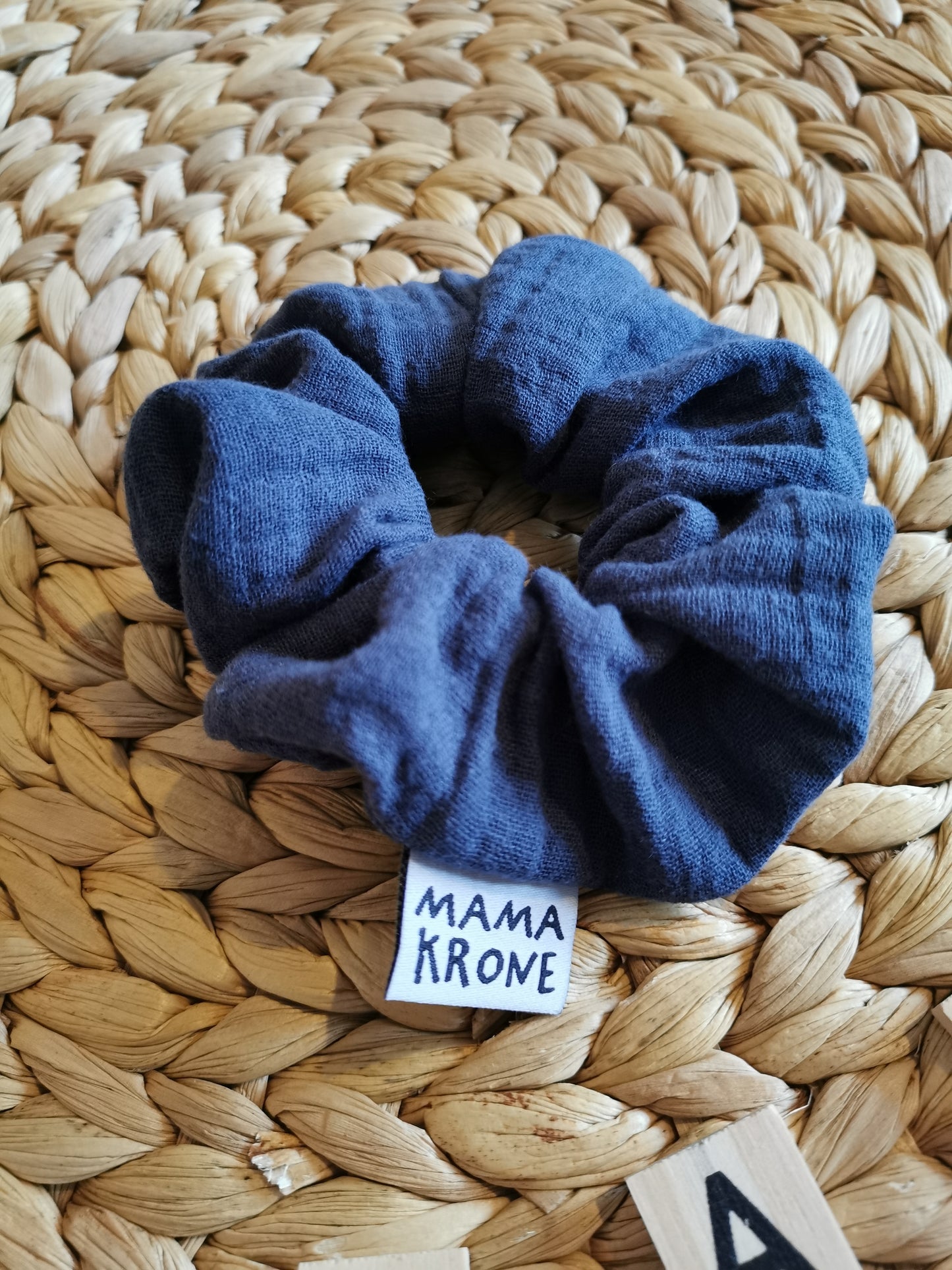 Haargummi "Mama-Krone" Musselin jeansblau