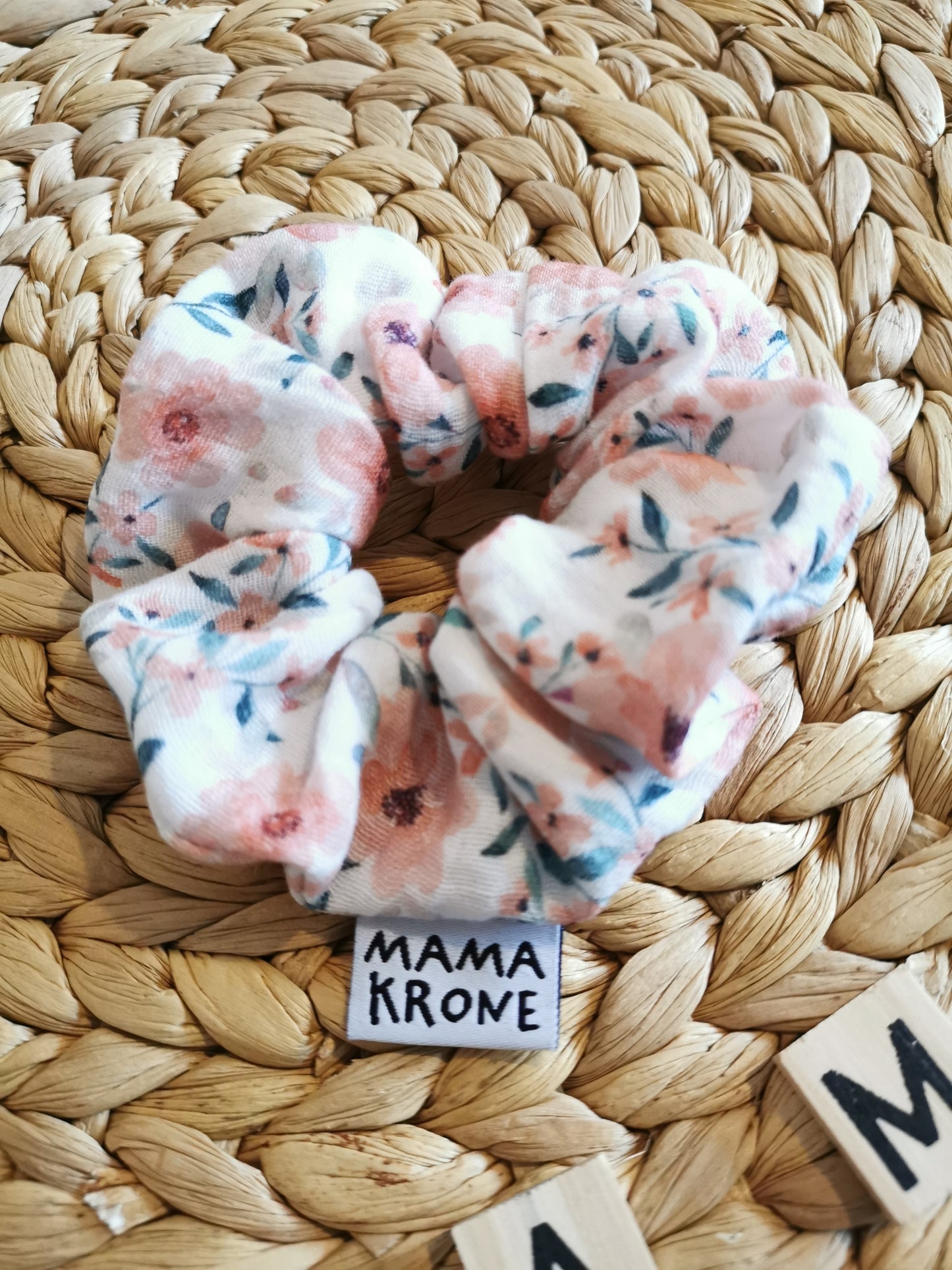 Haargummi "Mama-Krone" Musselin Quitte Frühlingsblüte