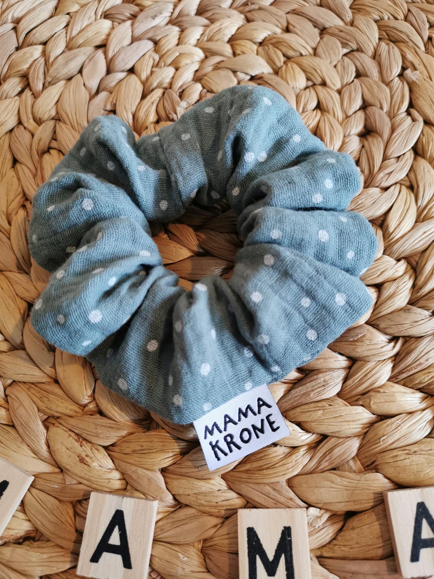 Haargummi "Mama-Krone" Musselin Punkte schilf