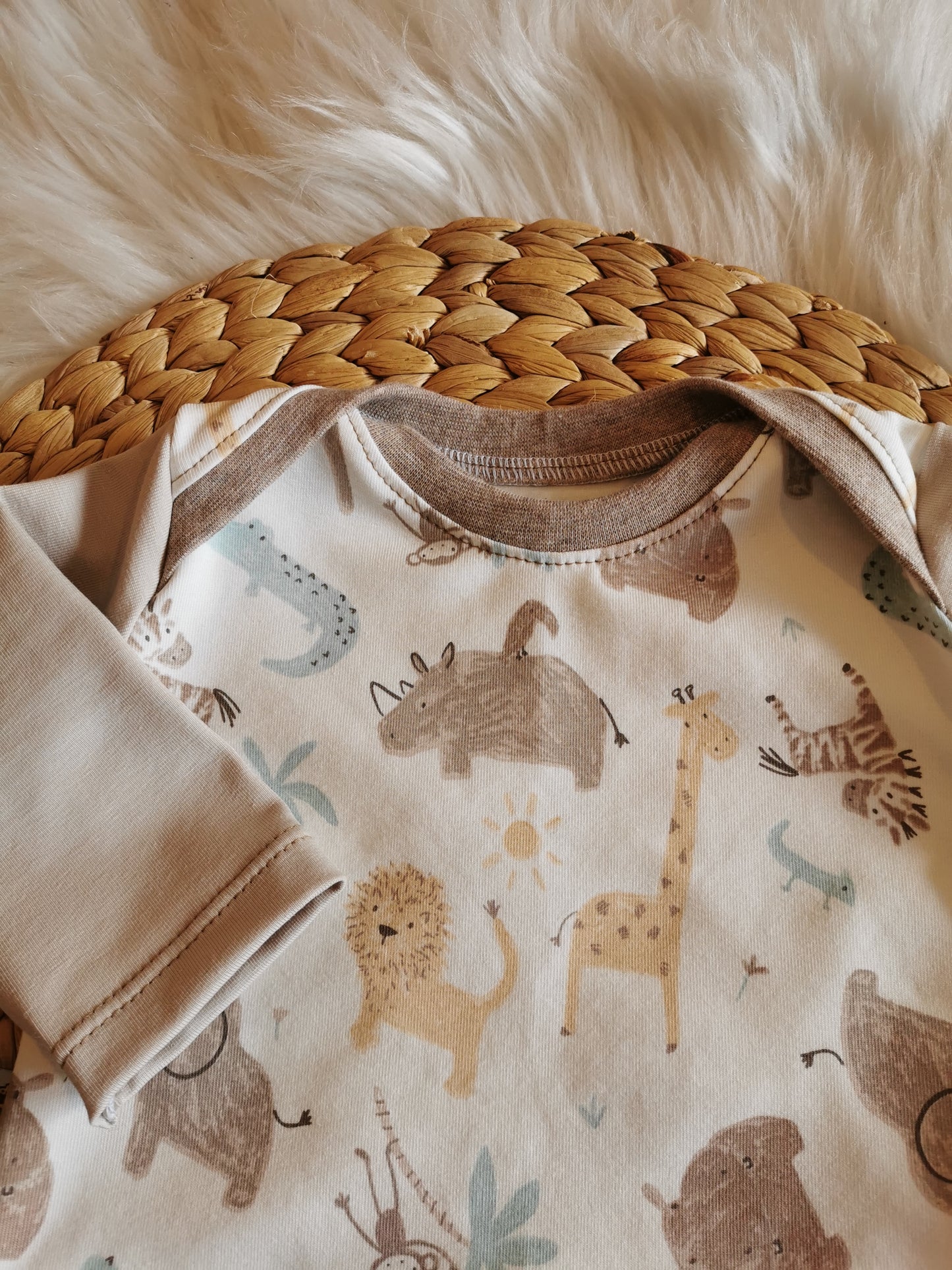 Set Strampler & Shirt, Safari-Tiere Gr. 62 (2-3 Monate)