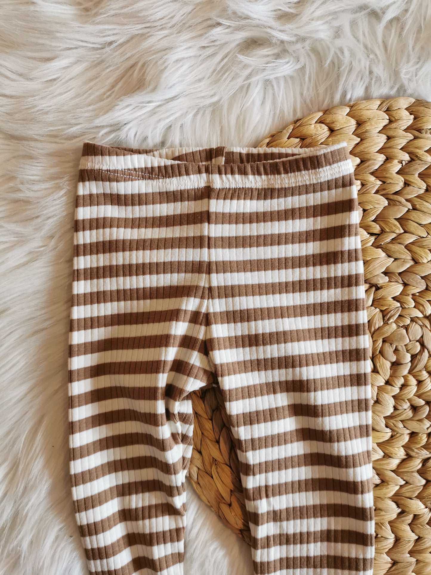 Ripp-Leggings Streifen kamel creme Gr. 74 (7-9 Monate)