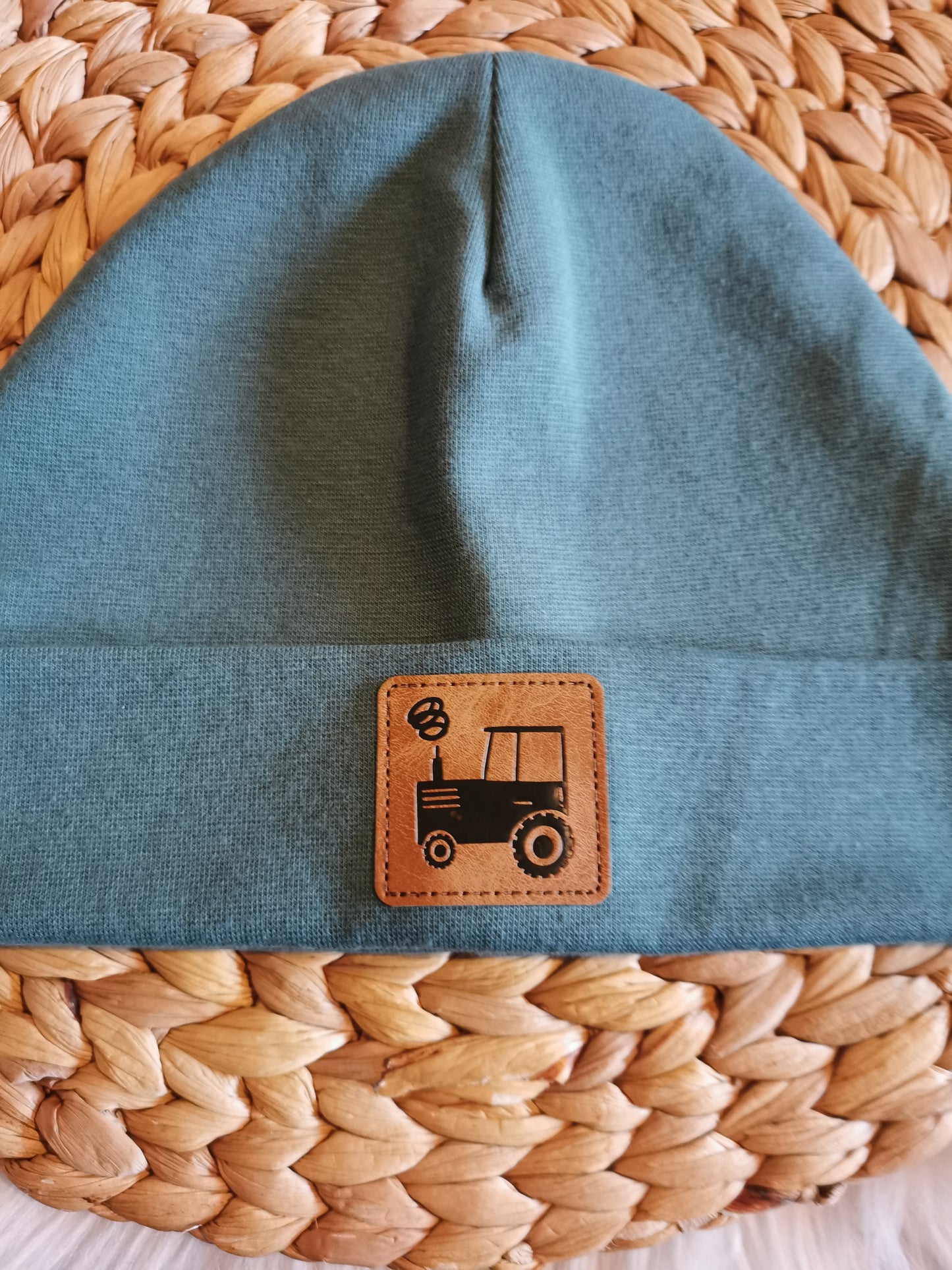 Statement Mütze smaragdgrün "Traktor" KU 46-48cm (7-12 Monate)