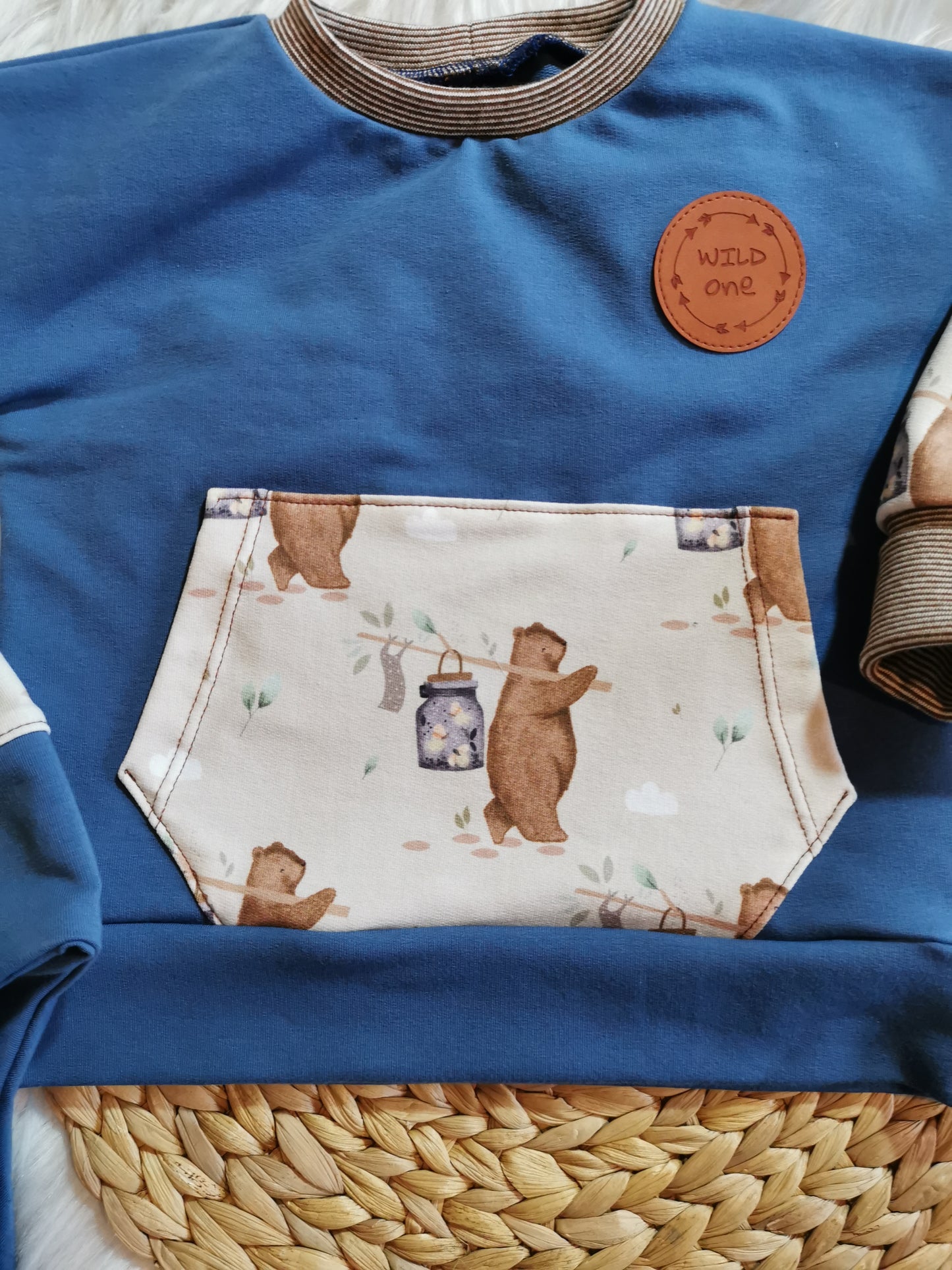 Set Basic Sweatshirt & Pumphose, Bär mit Glühwürmchen jeansblau Gr. 86 (12-18 Monate)