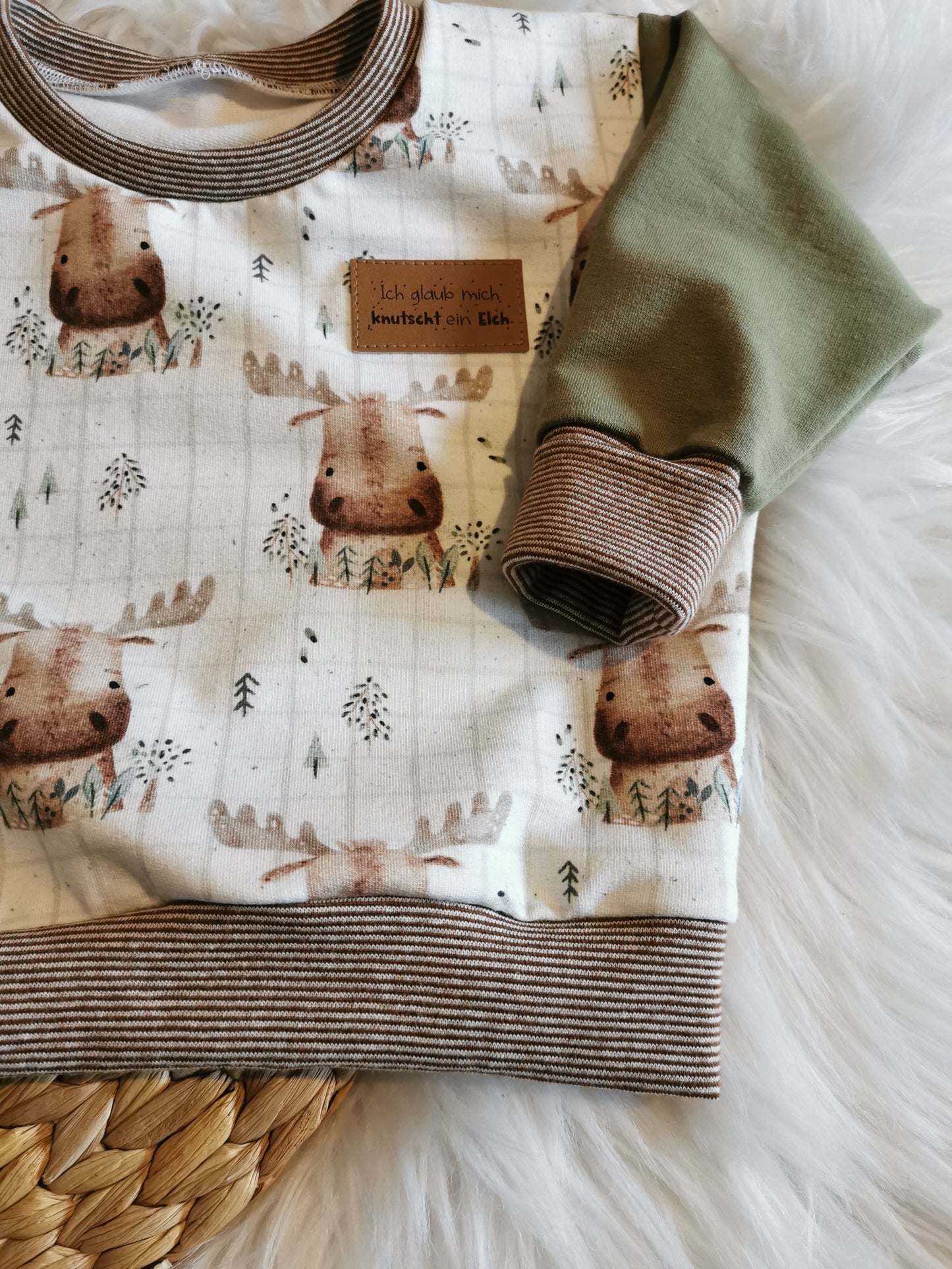 Set Lounge Sweatshirt & Knickerbocker, Elch olivgrün Gr. 74 (7-9 Monate)