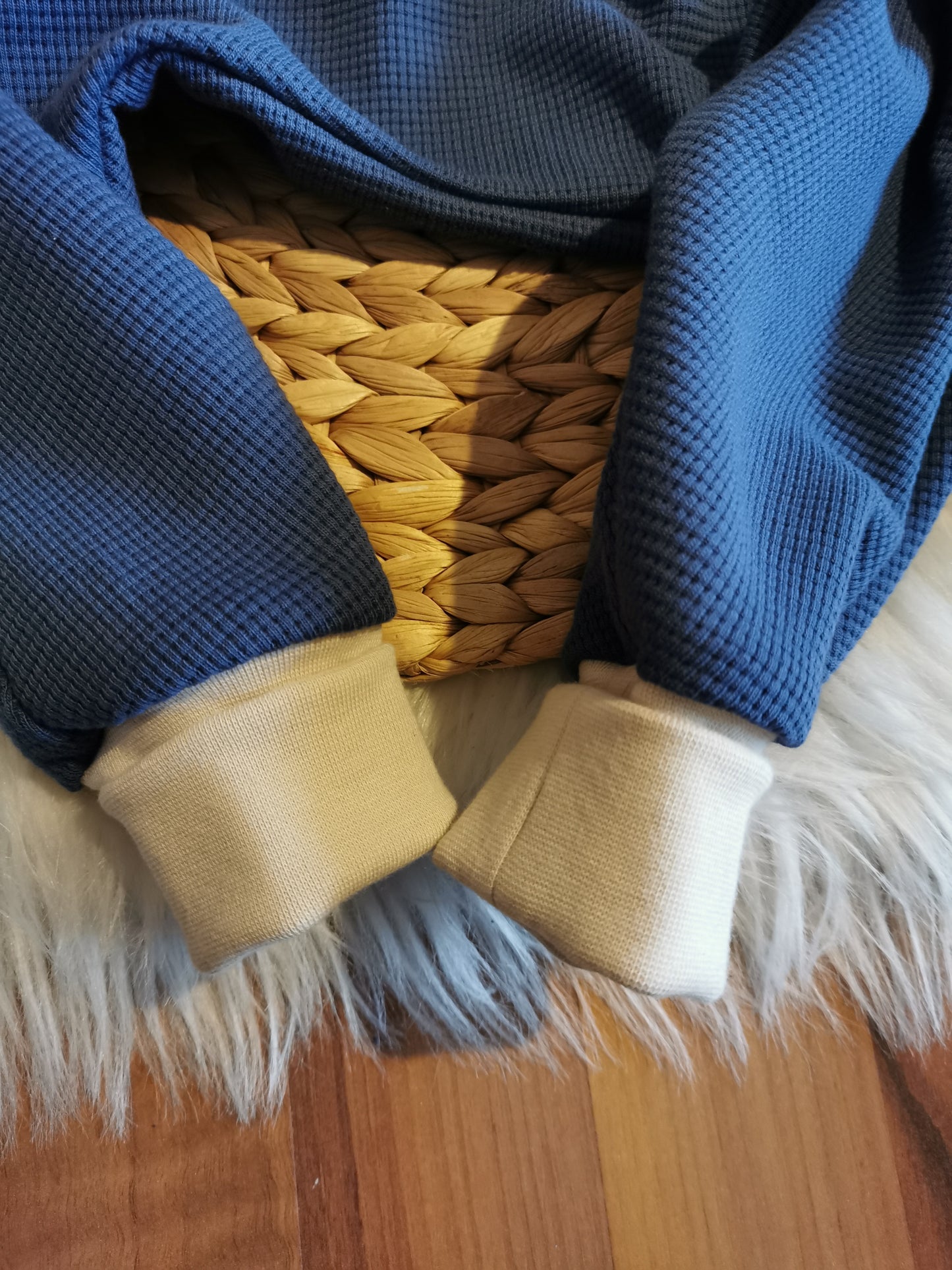 Pumphose jeansblau beige, Clown Gr. 74 (7-9 Monate)