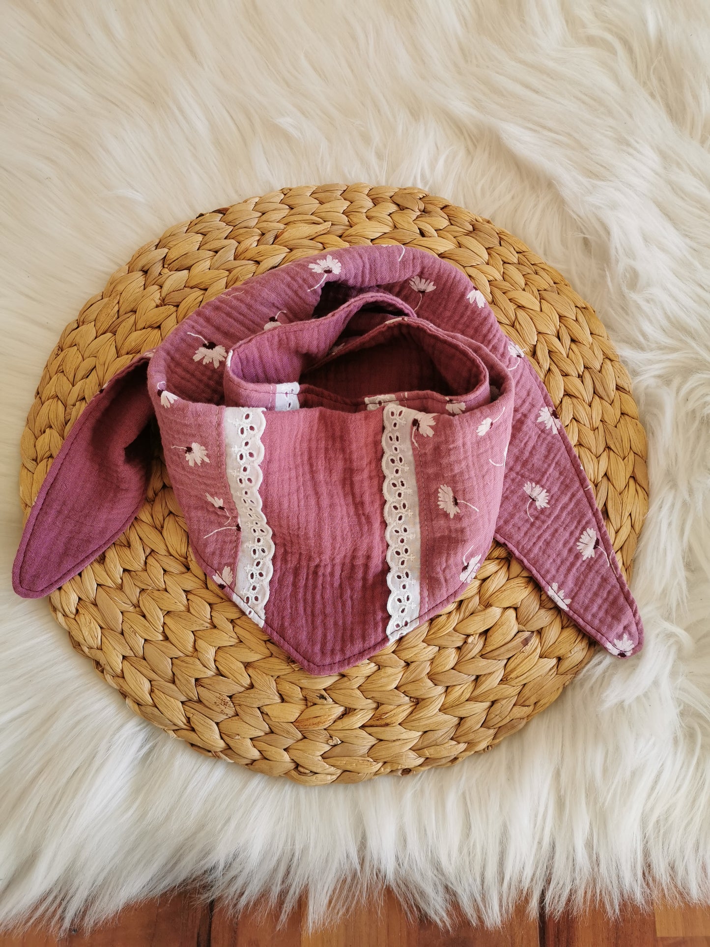 Musselintuch Gänseblümchen mit Spitze (2-5 Jahre)