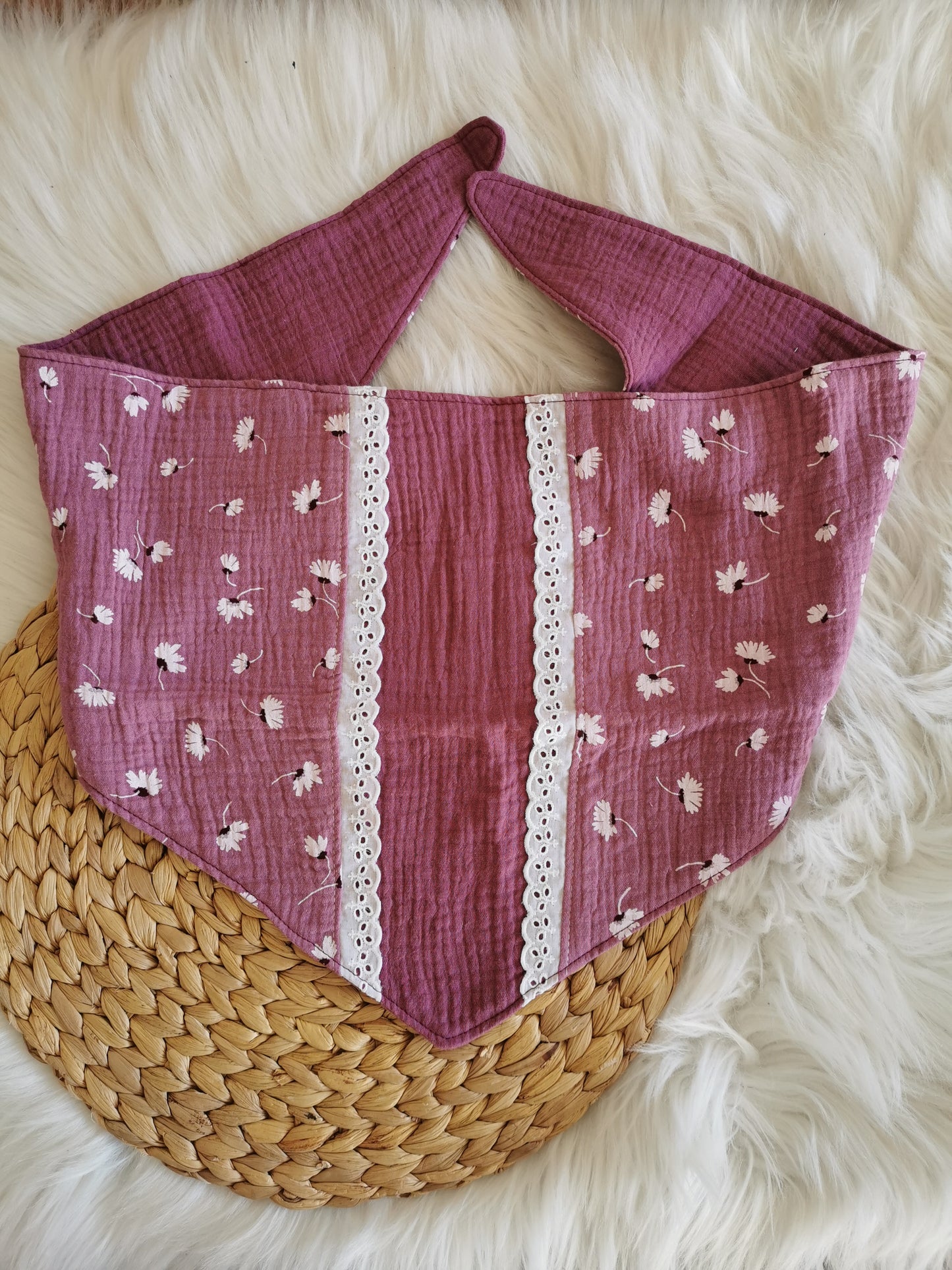 Musselintuch Gänseblümchen mit Spitze (2-5 Jahre)