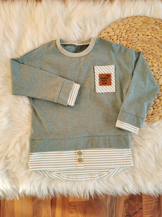 Layer Sweater Streifen rauchblau Gr. 104 (3-4 Jahre)