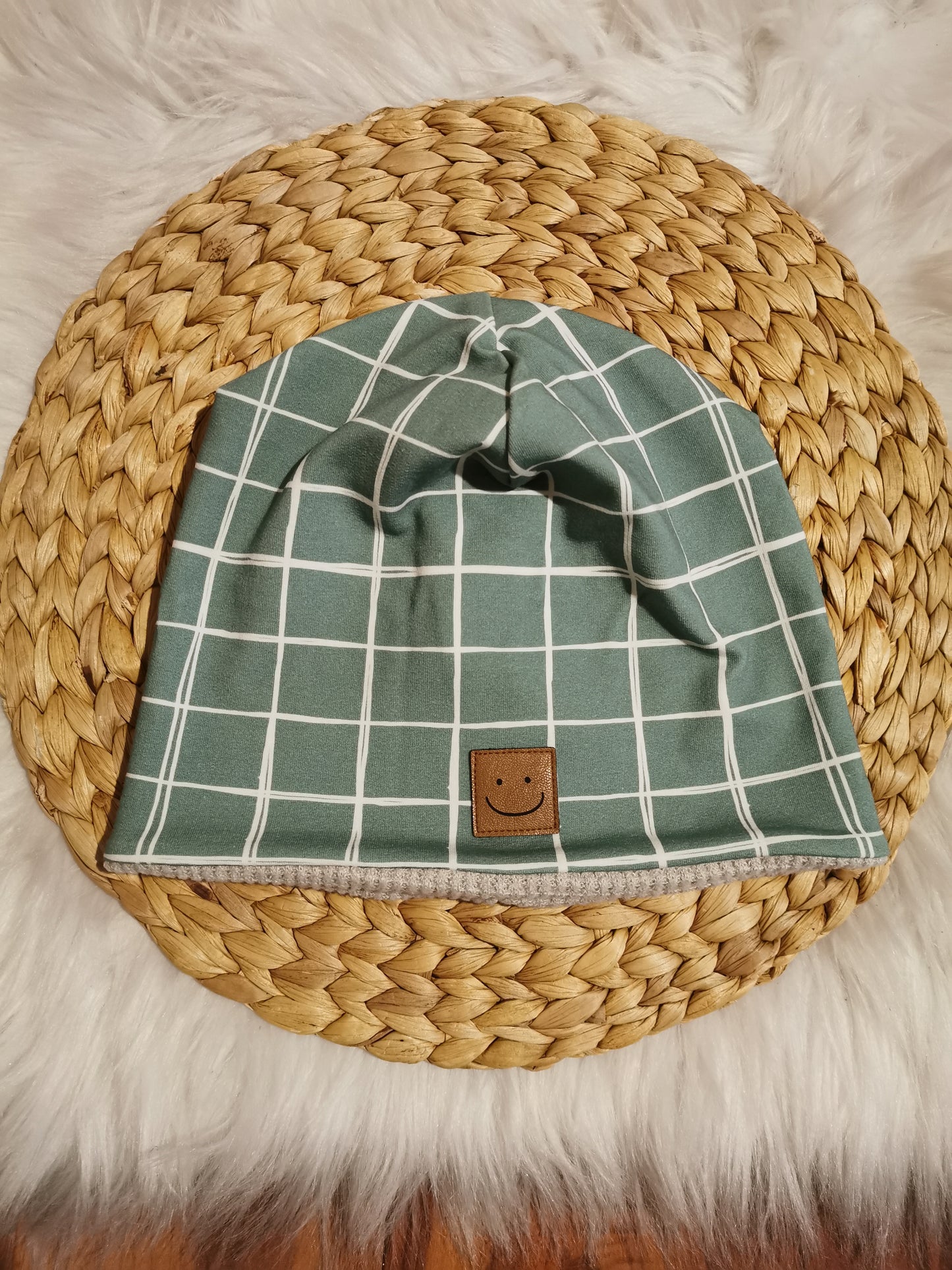 Beanie Karos grün