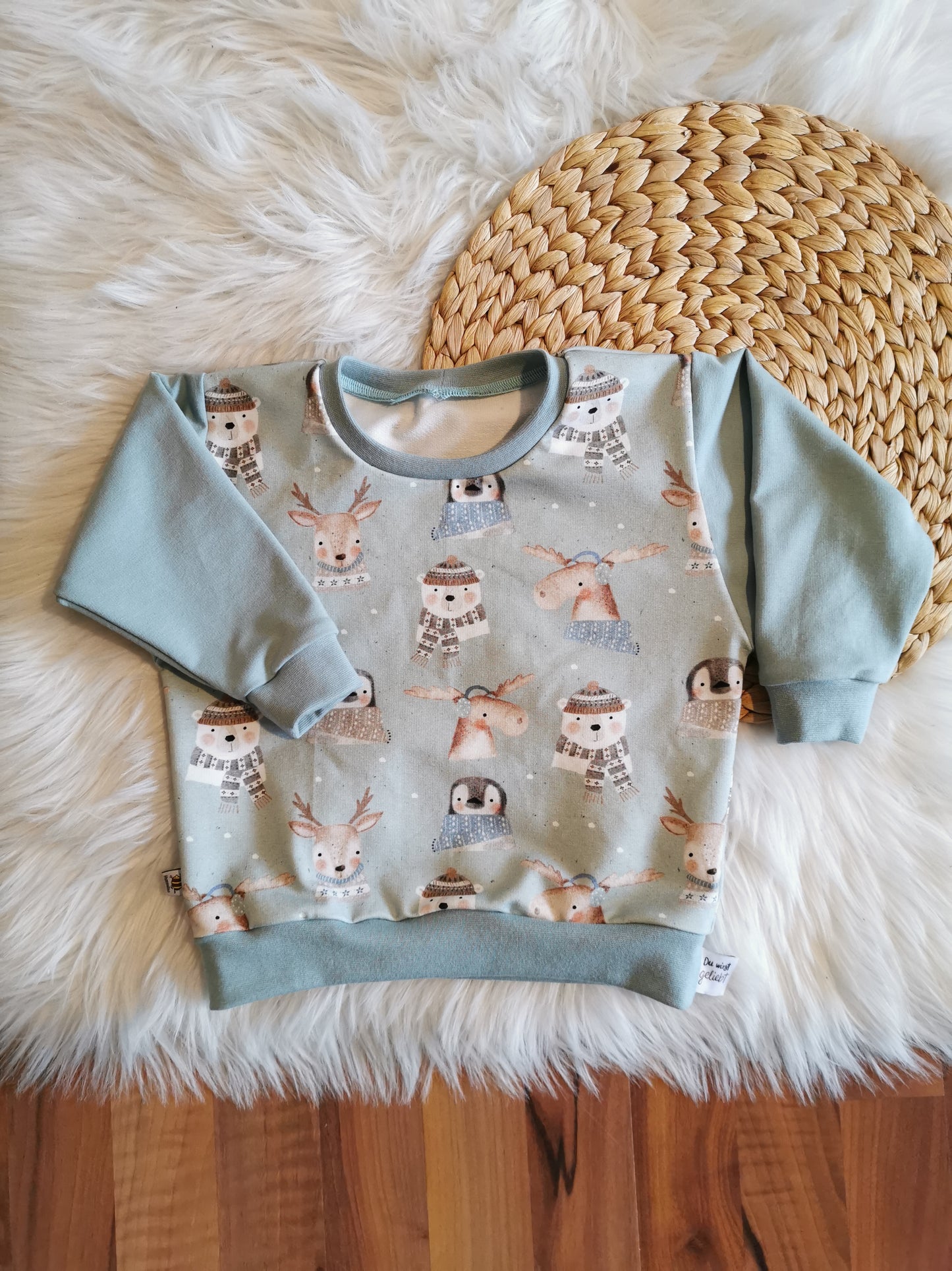 Lounge Sweatshirt Winterfreunde mint Gr. 92 (18-24 Monate)