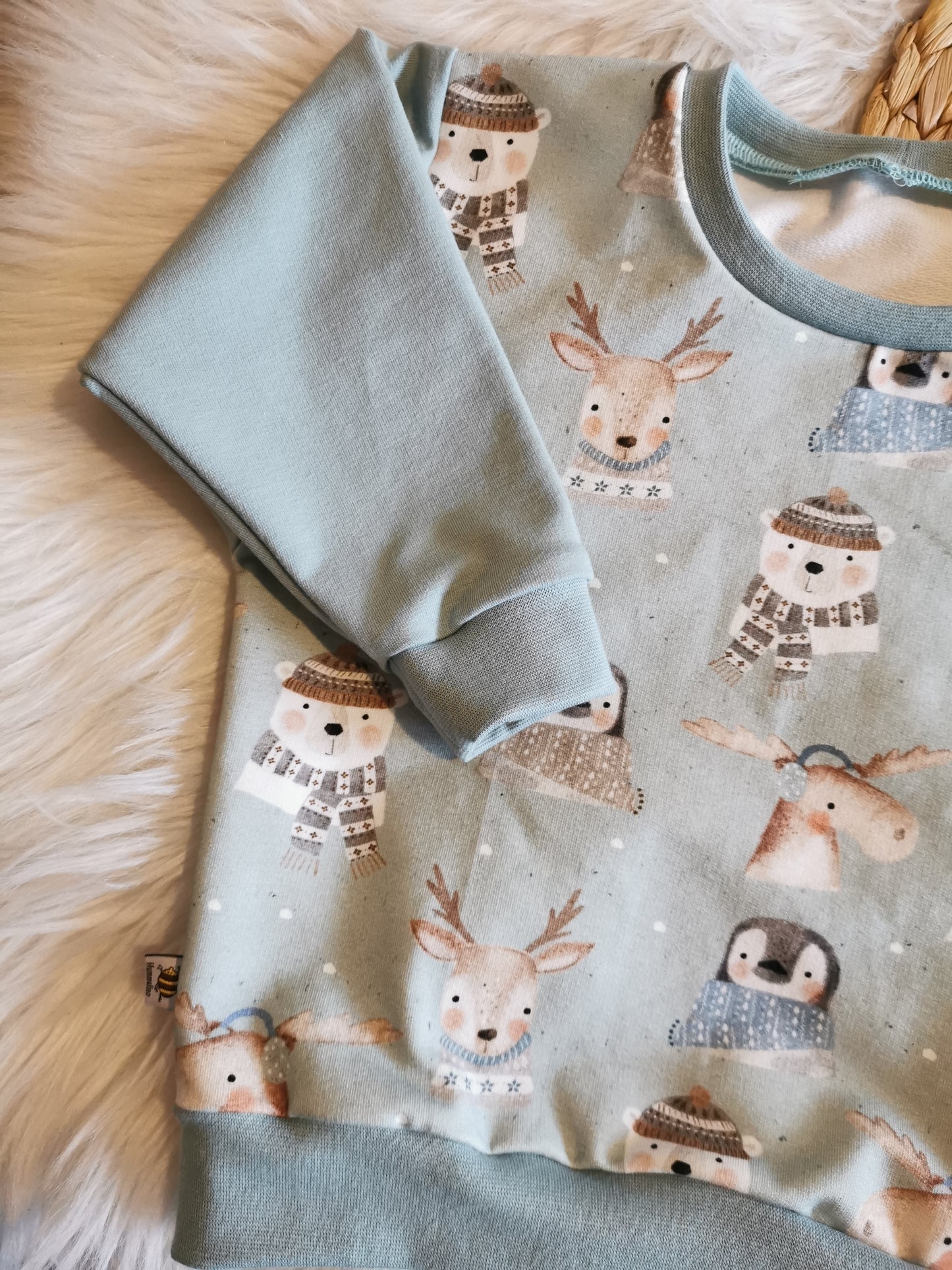 Lounge Sweatshirt Winterfreunde mint Gr. 92 (18-24 Monate)